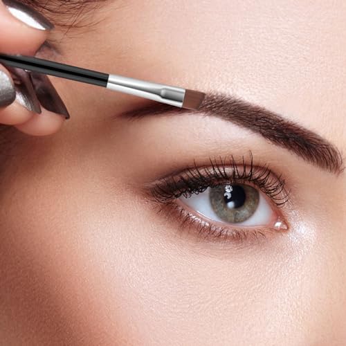 12 Stück Feine Abgeschrägte Flache Winkel Augenbrauen-Pinsel, Abgewinkelter Eyeliner-Pinsel, Fein Abgewinkelt, Weiche Fasern, 12.3CM Augen-Make-up-Werkzeug