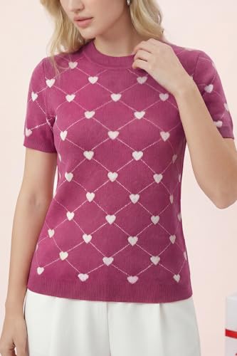 Image of Arach&Cloz Women's Lightweight Wool Blend Short Sleeve Sweater Top Business Casual