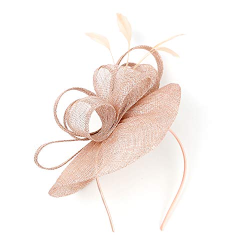 Paotit Sinamay Fascinators For Women Wedding Church Tea Party Hat Flower Kentucky Derby Hat Headband Pink, One Size #TOP3