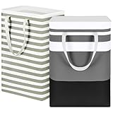 AUAUY 2er Set Wäschekorb, Großer Faltbare Wäschebox, Wäschesammler, Wäschesortierer, Aufbewahrungsbox mit Griffen für Kleidung, Handtücher, Spielzeug, Wohnzimmer, Wäsche (40 x 30 x 60 cm)