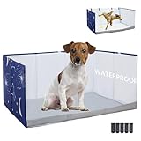 Dog Litter Box with High Walls,Pee Pad Holder Tray for Indoor Dog Potty,No Assembly,No Spill,Waterproof,Easy to Clean,Portable for Travel (Blue Star, M-36''Lx23.6''Wx16''H)