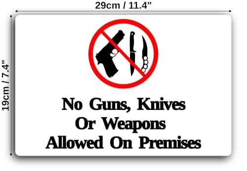 Cartel de aluminio No Weapons para exterior letrero de seguridad de 29x19 cm 2