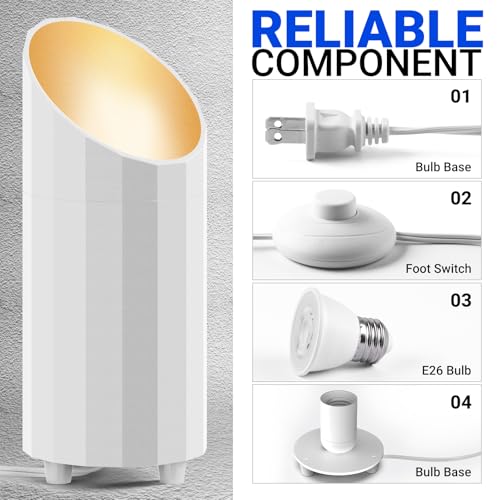 Image of Barrina Uplighting Indoor Spotlight, 2700K E26, 2 in 1 Detachable 2-Pack | Adjustable Tree Up Lights Floor Can Light, Spotlights for Indoor Plants Picture Home, 6.56FT Plug Cord, Foot Switch, White