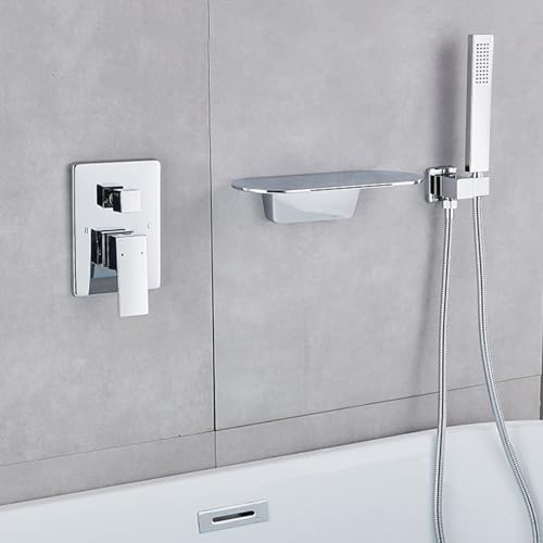 XJTNLB Mischbatterie Dusche Unterputz Chrom Wasserhahn Badewanne Wasserfall Badewannenarmatur mit Handbrause und Duschschlauch Armatur Dusche Set