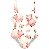 Pink Pig Pattern Women's One Piece Swimsuit Bikini U Back Swimsuits