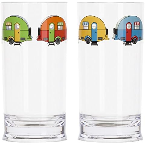 Flamefield LC694 Love Caravanning Tall Tumbler Glasses - Pack of 2 Cover