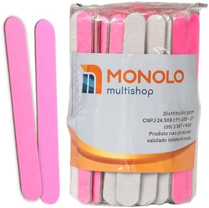 100 Lixas Unha Mini Descartáveis Manicure Pedicure 8 Cm Salão Pro...