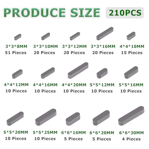 Image of 210PCS Round Ended Feather Key,8mm-30mm Stainless Steel Round Ended Feather Key with 15Size,Keyway Tension for Fasteners Mechanical Industry,Shaft Feather Key for Fastening Connection Square Key Stock