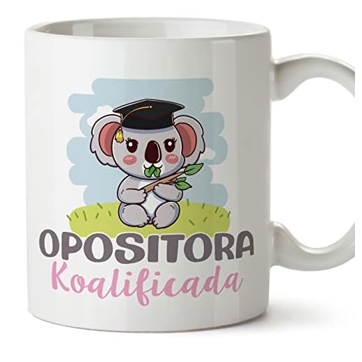 MUGFFINS Tazas para OPOSITORA mujer - En Español - Koalificado/koalificada - 11 oz / 330 ml - Regalo original y divertido