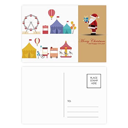 Cartes postales Motif Père Noël colorées lot de 20 pour vœux de Noël traditionnels