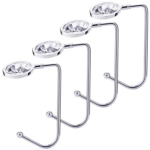 Sunshane 4 Stück Weihnachtsstrumpf-Halter-Mantel-Haken-Aufhänger-Sicherheits-Handgriff-Strumpf-Klipp für Weihnachtsfest-Dekorationen, Weiß Cover