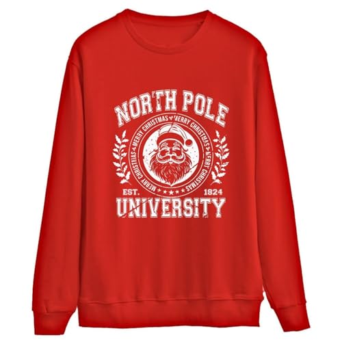 Christmas Sweatshirt Funny Soft Cotton Unisex Adult Tops Red