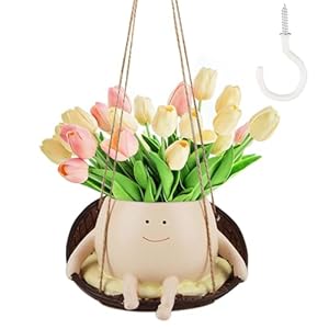 Darryy Blumentopf Hängend, Blumentopf Schaukel, Swinging Plant Pots, Blumentopf Kopf Blumentopf Gesicht, übertopf mit Gesicht, Hängepflanzen Hängeblumentopf
