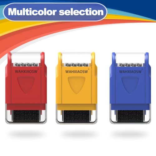 2 Pack Identity Theft Protection Roller Stamp,Identity Protection Roller Stamps Identity Prevention Theft Stamp Wide Rolling Security Stamp For Privacy Protection,Id Blockout (-Yellow+Blue) #TOP6