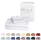 Bella Coterie Luxury Bamboo Viscose King Size Sheet Set | 100% Organically Grown | Ultra Soft | Cooling for Hot Sleepers | 18' Deep Pocket [White]