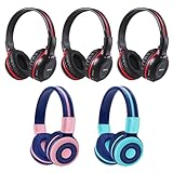 SIMOLIO 3 Pack IR Headphones for Car DVD and 2 Pack Bluetooth Headphones for Kids, Infrared Headsets Compatible with Honda Odyssey & uConnect VES & Dodge Grand Caravan & Chevy Suburban 2006