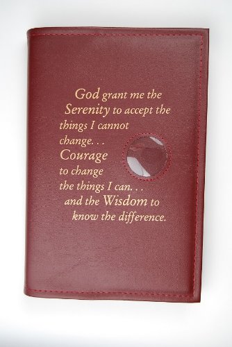 Alcoholics Anonymous AA Big Book Cover Serenity Prayer & Medallion Holder Burgundy