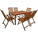 Produktbild Tidyard Garten Sitzgruppe Holz mit Klappstuhl Garten Essgruppe 6 Personen Gartenmöbel Set Gartengruppe Sitzgarnitur Gartengarnitur Terassenmöbel Set, Verstellbare Rückenlehne, 7-TLG