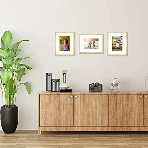 Golden State Art, Gold 8X10 Picture Frame - Displays Photos 5X7 With Mat Or 8X10 Inch Without Mat - Shatter-Resistant Glass Aluminum Photo Frame For Wall Or Tabletop Display #TOP2