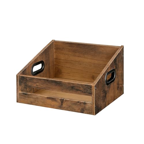 TWTCZOZ Vinyl Record Storage Crate Wooden Rustic Record Holder for Home Books Office