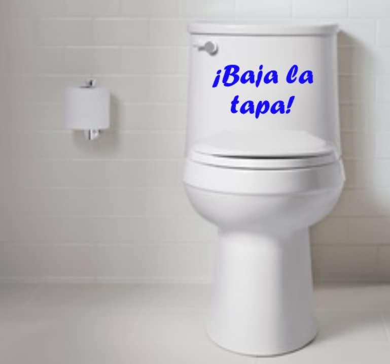 Desconocido Vinilo de Corte Pegatina ¡Baja la Tapa! para WC 25x13cm (Azul Oscuro)