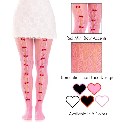 Image of Leg Avenue Heart Tights With Keyhole And Mini Bow Details