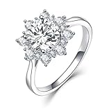 OIDIMS Elegant Snowflake Cocktail Statement Engagement Rings for Women Cubic Zirconia Crystal Dainty Winter Flower Stacking Rings Fashion Finger Band Xmas Party Costume Wedding Promise Jewelry (7)