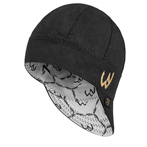 Welder Nation 8 Panel Welding Beanie Cap 100% Cotton Duck Canvas Exterior Protective Durable Mens Hats with No Unicorn Peak Heavy-Duty | Premium Comfortable Welder Hat - 10 oz 8 Gold