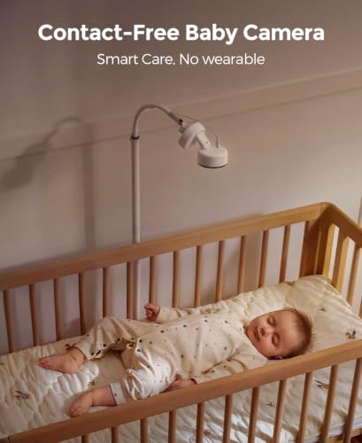 Image of Momcozy Smart Baby Monitor, 2K HD & Night Vision Contact-Free Baby Monitor | Sleep Summary, Electric Safe Fence, Cry /Motion Detection & Auto Soothing, 2.4 /5GHz WiFi, 2-Way Audio, No Subscription, BM08
