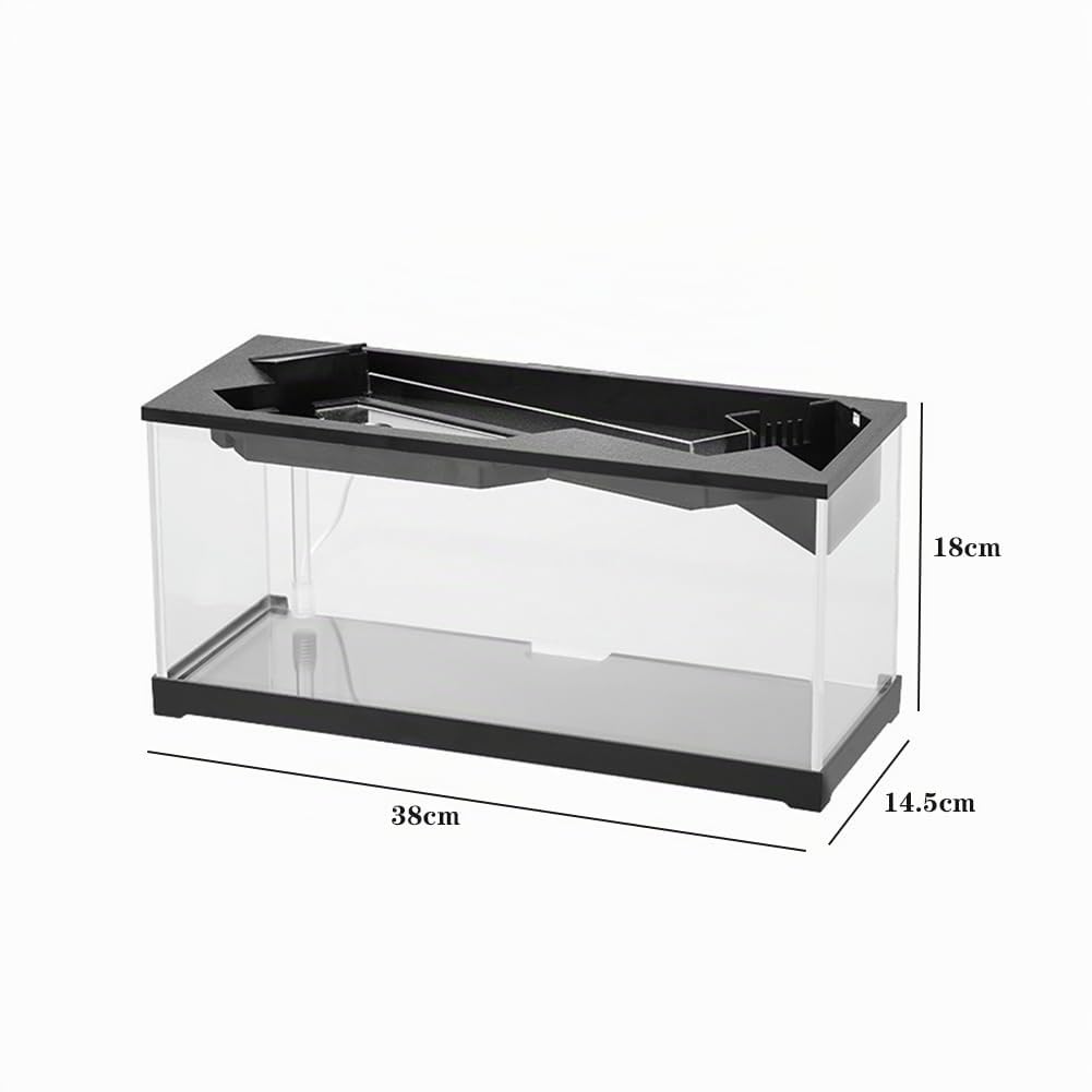 Tanque de Peces Con Filtro, Kits de Iniciación de Acuario, Bomba de Aire y Luz - Para Peces Tropicales, Agua Fría, Camarones Grandes - Rectangular