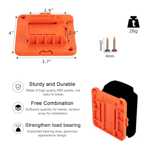 Crivnhar Battery Mount Holder Compatible for Black+Decker 20V Batteries, Wall Mounts Hanger Fit for LBXR20 LB20 LBX20, Organize Garage/Workshop/Work Truck(5 Pack, w/10 Screws, No Battery)