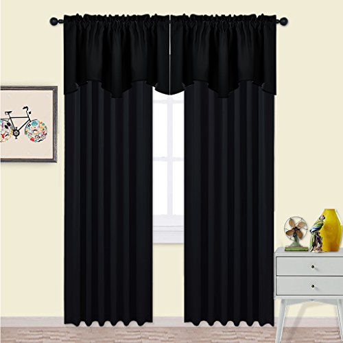 Nicetown Window Blackout Valance For Bedroom - Home Decoration W52 X L18 Scalloped Valance Blackout Curtain Tier For Kids Bedroom/Living Room/Kitchen Window (Black, 1 Piece) #TOP4