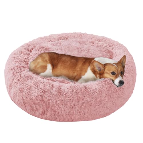 JOLLYVOGUE Dog Bed, Calming Anti-Anxiety Large Dog Bed, Fluffy Donut Cushion for Medium and Large Pets (27