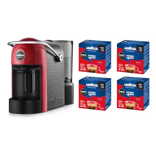 Lavazza A Modo Mio Jolie Evo, Macchina per Caffè Realizzata con 36% di Plastica Riciclata, Macchina Espresso con 64 Capsule Lavazza A Modo Mio Crema e Gusto Classico Incluse, Rossa