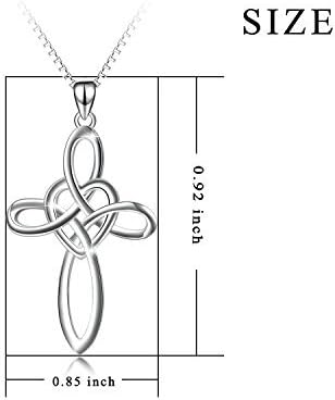 VONALA 925 Sterling Silver Celtic Knot Silver Cross Necklace Infinity Love Pendant Jewellery - Image 3