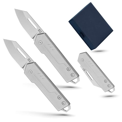Mini Edelstahl Messer Taschenmesser Klein: 2 Stück Scharf Klappmesser, EDC Messer mit Schlüsselloch und Metallring, Schlüsselanhänger Klappmesser für Camping, Wandern, Survival und Outdoor Mini Edelstahl Messer Taschenmesser Klein: 2 Stück Scharf Klappmesser, EDC Messer mit Schlüsselloch und Metallring, Schlüsselanhänger Klappmesser für Camping, Wandern, Survival und Outdoor