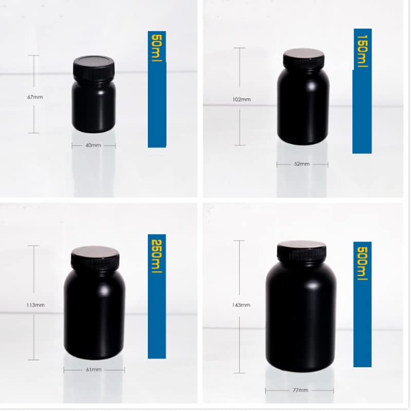 Frasco de muestra de plástico de boca ancha de 50 ml a 2000 ml, frasco de reactivo de HDPE for laboratorio (negro, 500 ml, 10 unidades)(Big 250mL 20pcs)