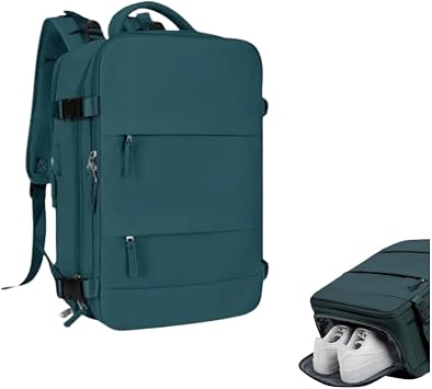 Flight Approved Travel Backpack for Women Men Lightweight Business Outdoor Rucksack Weekender Daypack Fits 17.3 Inch Laptop Green