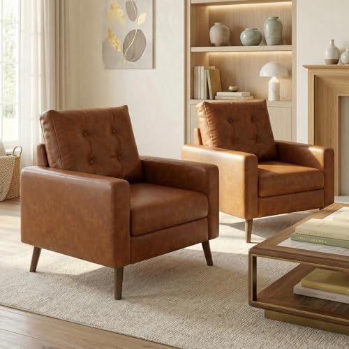 Wahson Mid Century Modern Armchairs Set of 2, Button Tufted