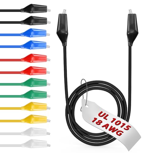Image of 12pcs /40in. Alligator Clips Electrical with Wires UL1015 /18AWG, 6 Colors Jumper Test Leads Set, 1.77in. Clips Soldered with Wires-EDGELEC
