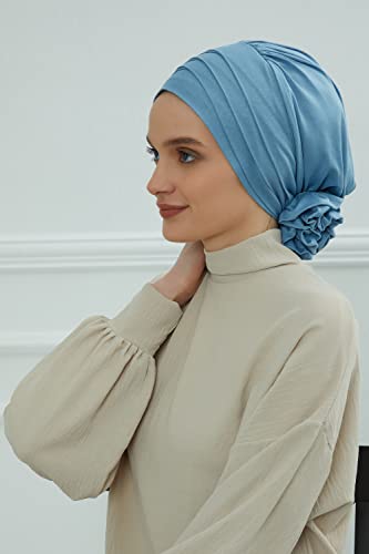 Aisha's Design Instant Turban Head Wrap with Crosswise Style, Pretied Combed Cotton Scarf Hijab for Women3