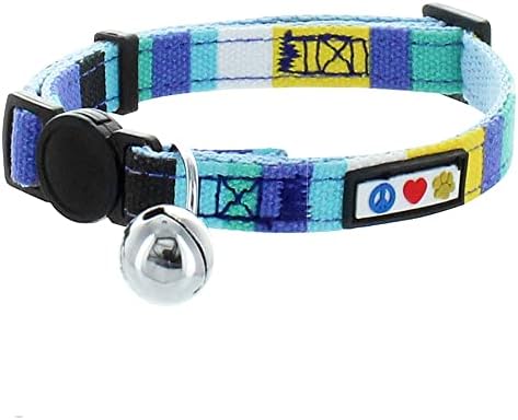 Pawtitas Glow In The Dark Cat Collar with Safety Buckle and Removable Bell Cat Collar Kitten Collar Blue Cat Collar