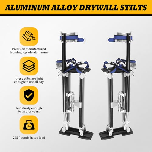 Jecoupoon 15-23 Inch / 18-30 Inch / 24-40 Inch / 48-64 Inch Aluminum Alloy Drywall Stilts with Sliver/Black for Working at High Places (Black,24-40 Inch)