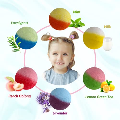 36Pcs Bath Bomb Gift Set For Kids With Surprise Toys Inside, Bath Bombs With Colorful Hair Ties Inside For Girls, Natural Organic Bubble Bath Spa For Kids, 6Pcs Gift Bag At Birthday, Easter, Party #TOP1