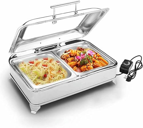 Chafing dish électrique d'excellence en acier inoxydable avec couvercles de protection - 6