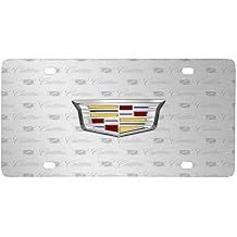 iPick Image for Cadillac Crest 3D Logo on Logo Pattern Brushed Aluminum License Plate - Official Licensed