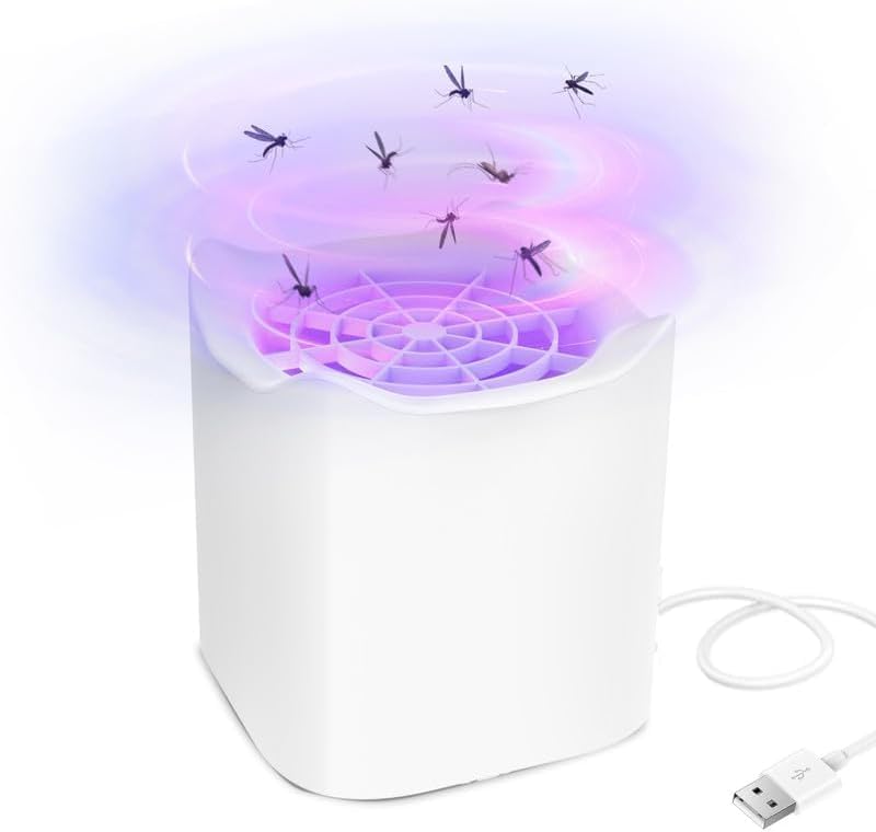 Insecticida eléctrica, USB, Trampa para Mosquitos, lámpara para Mosquitos con luz, Trampa para Moscas de la Fruta para Cocina, Interior y Exterior,Rojo