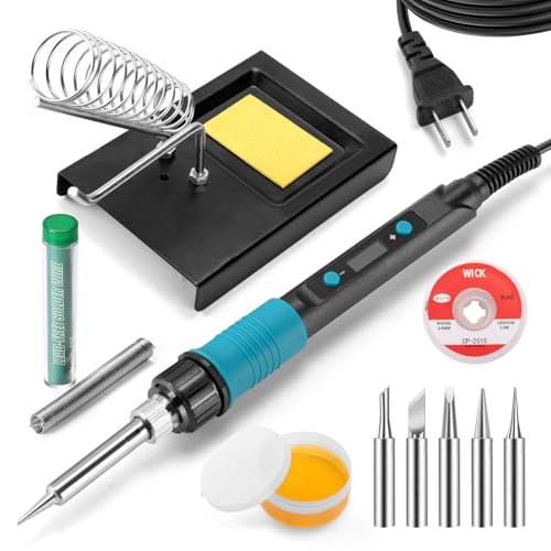 WORKEASE 100W Soldering Iron Kit, LED Digital Solder Iron with 5pcs Tips, 10s Fast Heating Max...