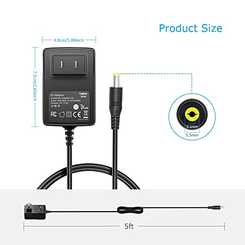 Belker 12V 3A 2.5A Ac Dc Power Adapter Supply Cord Wall Charger For 12 Volt Electronics - 3000Ma Max. #TOP4