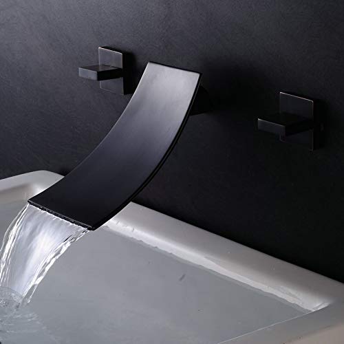 Robinet d'évier de salle de bain à double poignée avec jet cascade chaud et froid